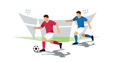 Dynamic soccer match scene with players in action on field