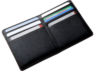 Stylish  leather wallet isolated on transparent background, ideal for fashion, accessories, or e-commerce design..Tags: