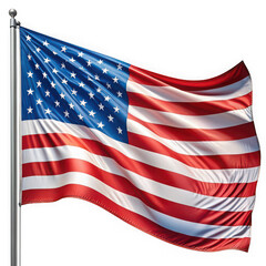 Fototapeta premium United states flag waving proudly on a flagpole, national symbol
