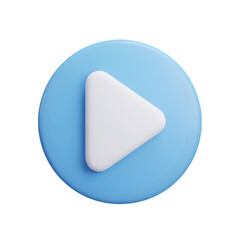 3d play button icon isolated on transparent background