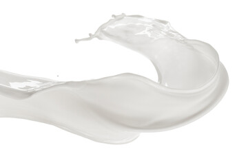 Creamy Milk Splash and Twirl On White Background