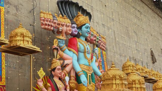 Detailed sculpture of Lord Krishna in his Virat Roop, symbolizing the cosmic form described in the Bhagavad Gita. The intricate carving and spiritual aura represent divine vastness and eternal truth.