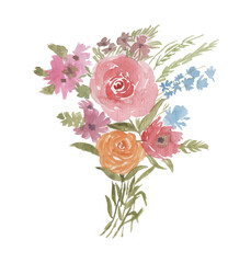 Fototapeta premium Set of roses and flowers watercolor illustration. hand drawn, flower clipart, for bouquets, wreaths, arrangements, wedding invitations, anniversary, birthday, postcards, greetings, card 