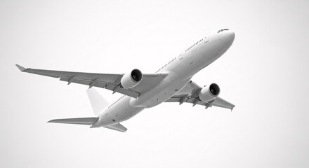 Obraz premium Side view of a modern commercial airplane flying isolated on white background