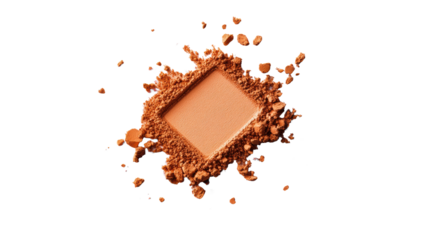 Crumbled Brown Powder on Transparent Background