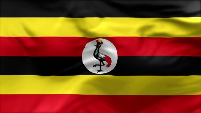 Uganda flag is waving in the wind. High-quality flags are perfect. They are perfect for various creative projects.