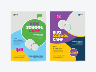 Kids Summer Camp Adventure Trip flyer, School flyer design template, kids education flyer,