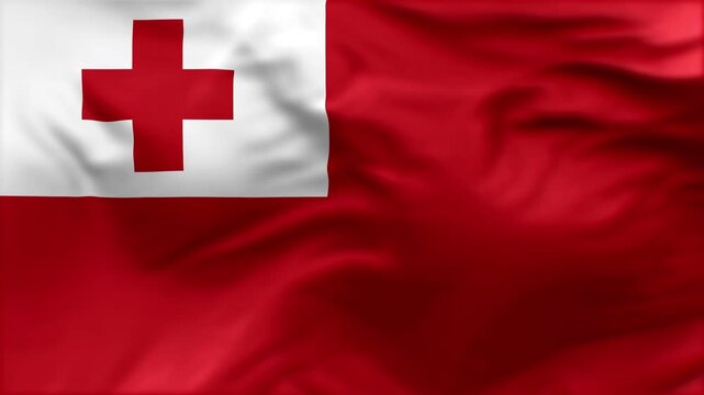 Tonga flag is waving in the wind. High-quality flags are perfect. They are perfect for various creative projects.
