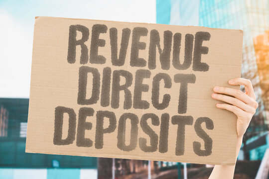 "Revenue Direct Deposits" Funds sent to accounts. REVENUE. DIRECT. DEPOSIT. ACCOUNT. SEND.
