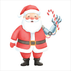 Fototapeta premium Santa as Cyborg Watercolor Vector 