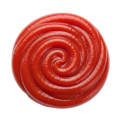 Perfectly swirled red tomato ketchup sauce condiment isolated.