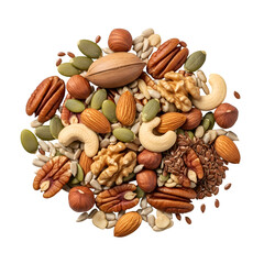 Pile of Mixed Nuts and Seeds A Healthy Snack Assortment.