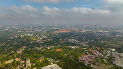 Obraz premium Aerial drone of Jambi is the capital and largest city of the Indonesian province of Jambi. Sumatra, Indonesia.