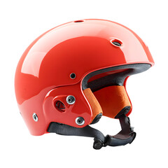 Fototapeta premium Bright red protective helmet for extreme sports and outdoor activities isolated on transparent background