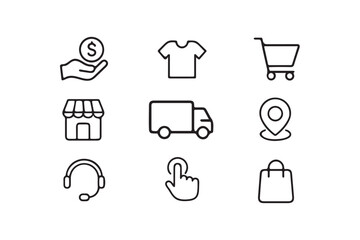 Online Shopping Flat Illustration on White Background.