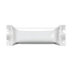 A single white candy bar wrapper with no branding on a white background.