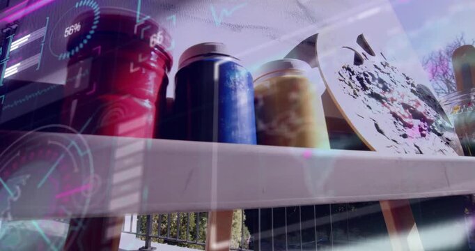 Art supplies being revealed on play, camera rising, primary jars palette showing texture under HUD