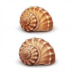 Obraz premium Realistic snail shells with spiral patterns on white background 