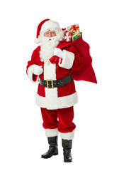 Santa Claus with presents isolate on white or transparent background