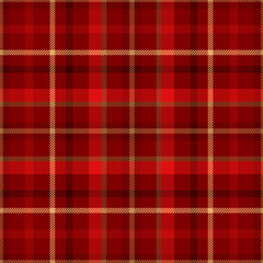 Red plaid seamless pattern. Repeated gold check ekose. Repeating checker fabric for design prints plaids. Checks square line. Tartan repeat textile. Vichi cloth. Scottish flannel. Vector illustration