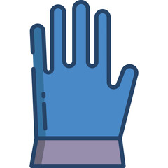 Blue Household Glove On Transparent Background Showing Finger Shape and Cuff Detail