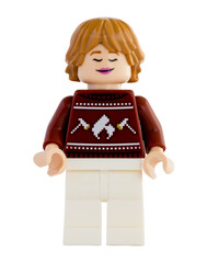 Naklejka premium Dortmund - Deutschland 10. November 2025 - Lego Minifigure Frau verträumt - Studio Aufnahme 