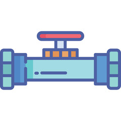 Blue Industrial Pipeline Valve with Red Handle on White Background Detailed Vector Illustration