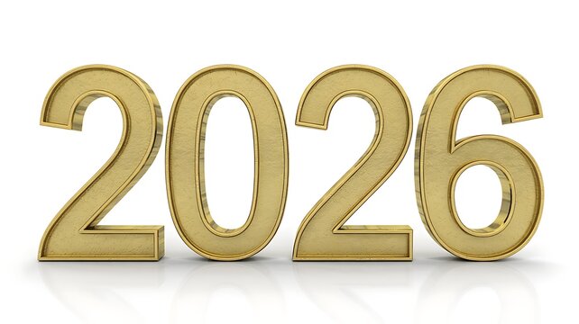 Golden 3D New Year numbers and symbols for holiday celebration - Powered by Adobe