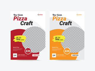 Fast food restaurant business marketing pizza menu flyer, Food truck menu for street fest.