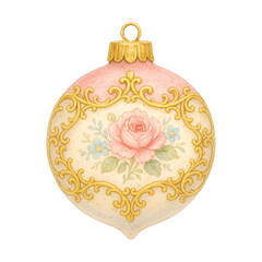 PNG Vintage floral Christmas ornament