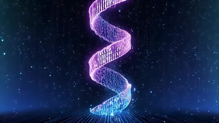 Abstract digital DNA helix glowing in starry space science concept. - Powered by Adobe