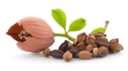 Cardamom pods isolated on white background
