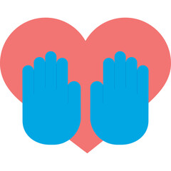 Blue Open Hands Over a Large Pink Heart Shape Symbol of Care and Support on a Transparent Background Vector Illustration