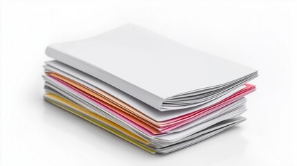 Blank Stacks of white cards Isolated on White Background