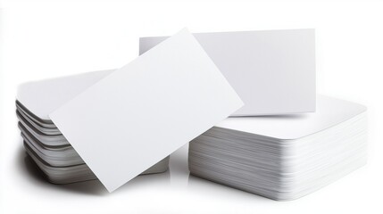 Blank Stacks of white cards Isolated on White Background