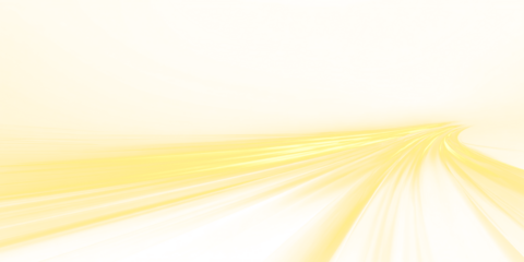 Dynamic yellow neon rays form curved lines of motion and speed. Abstract glowing streaks isolated on transparent background. Ideal for high-tech or futuristic energy designs.