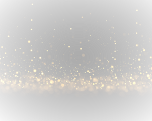 Golden light trails weave through the dark background. Bokeh orbs add depth and motion. Great for party visuals or invitations. PNG