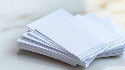 Blank Stacks of white cards Isolated on White Background