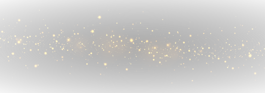 Golden light trails weave through the dark background. Bokeh orbs add depth and motion. Great for party visuals or invitations. PNG