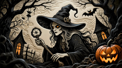 Halloween pumpkin with bats I Wall Decor 