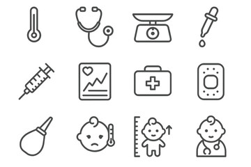 Chart baby health vaccine stethoscope first vector icons dropper icon growth doctor