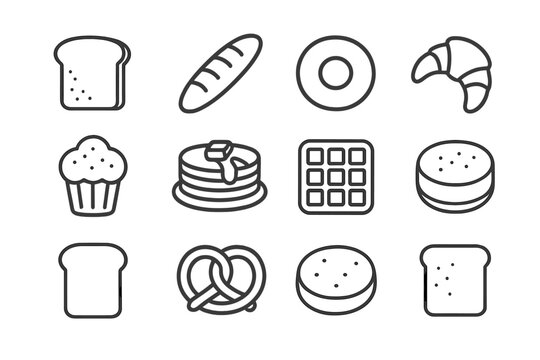 Pretzel english icon icons croisst pancake vector toast baguette breads muffin breakfast