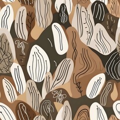 Abstract Organic Shapes Seamless Pattern Earth Tones Neutral Palette Modern Minimalist Background