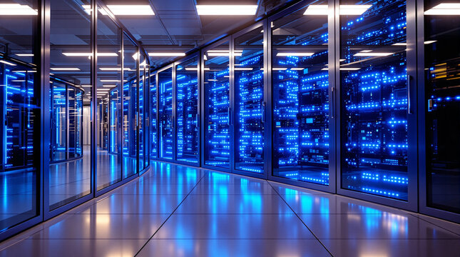 Futuristic data center showcasing advanced technology and design - Powered by Adobe