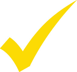 Bright yellow check mark symbol isolated on white background graphic tick correct © DizynStock