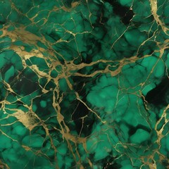 Abstract Malachite Surface Opulent Gold Veins Emerald Green Hues Dark Accents Nature Inspired Artwork Precious Stone Pattern Luxurious Decorative Design