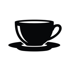 Black coffee cup and saucer silhouette drink
