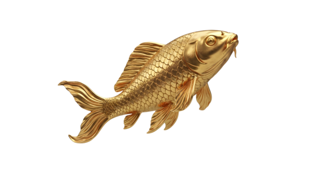 Golden Fish Isolated on White Background
