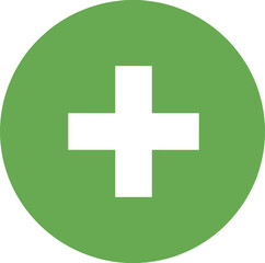 Green circle with white plus sign centered graphic symbol cross medical symbol