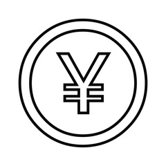 Obraz premium Yen Yuan Coin Currency Symbol Outline Icon - Asian Money Finance Sign Vector